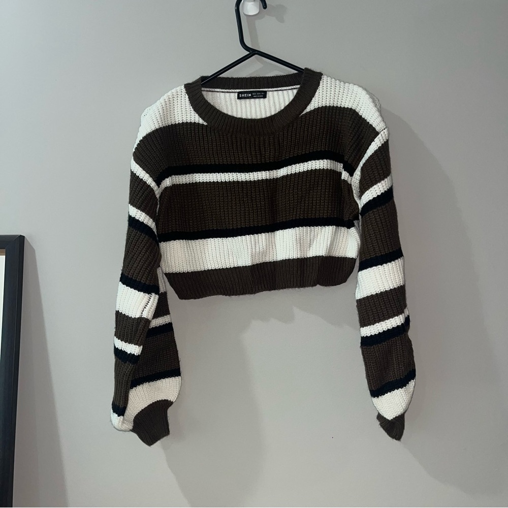 SHEIN Brown and White Knit Sweater